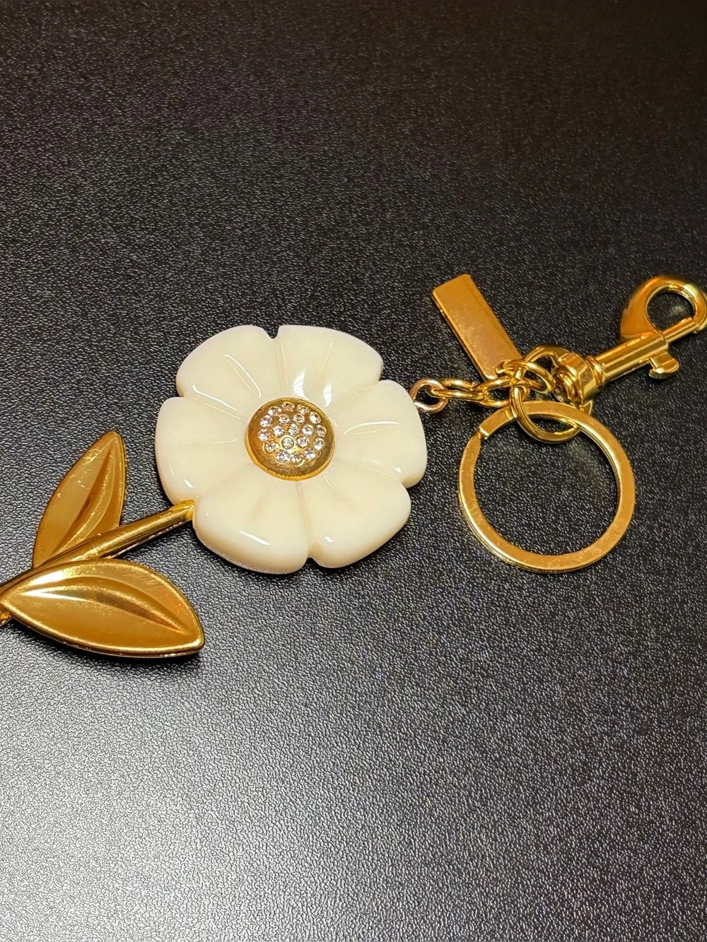Gold & Cream Flower Keychain Charm